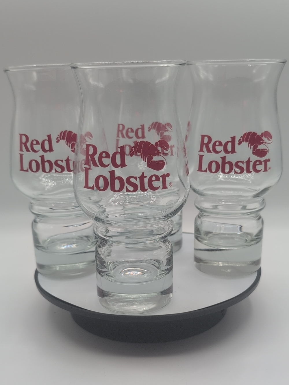 Vintage 80s Red Lobster Hurricane Clear Glasses - Set of 4 -